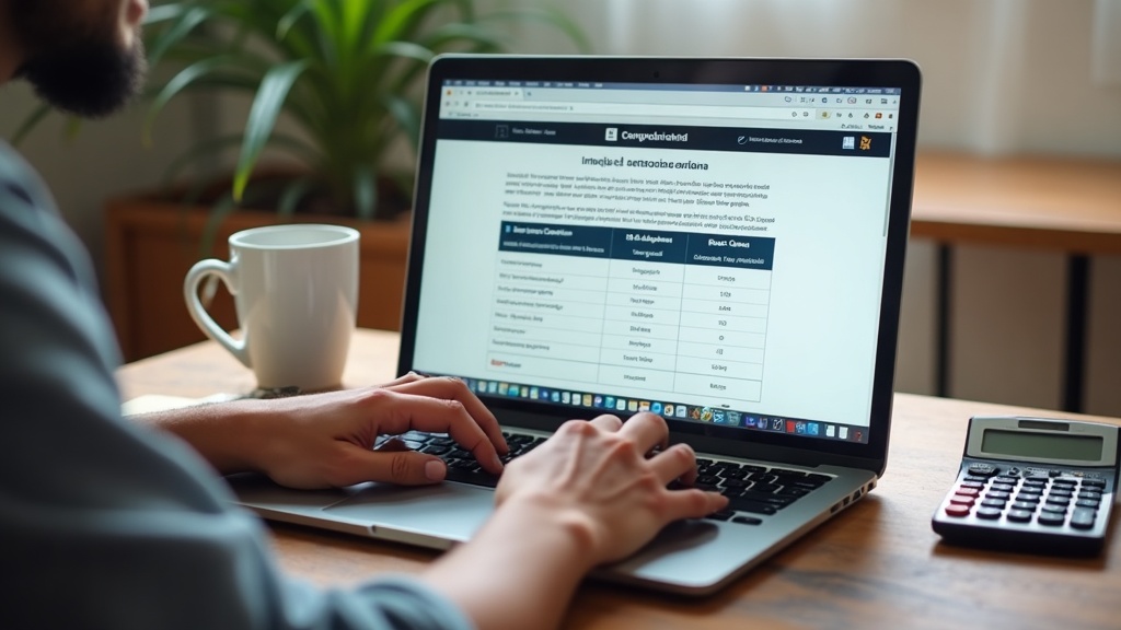 Potencial cliente lendo no notebook um artigo com comparação de custos e riscos em processos jurídicos.