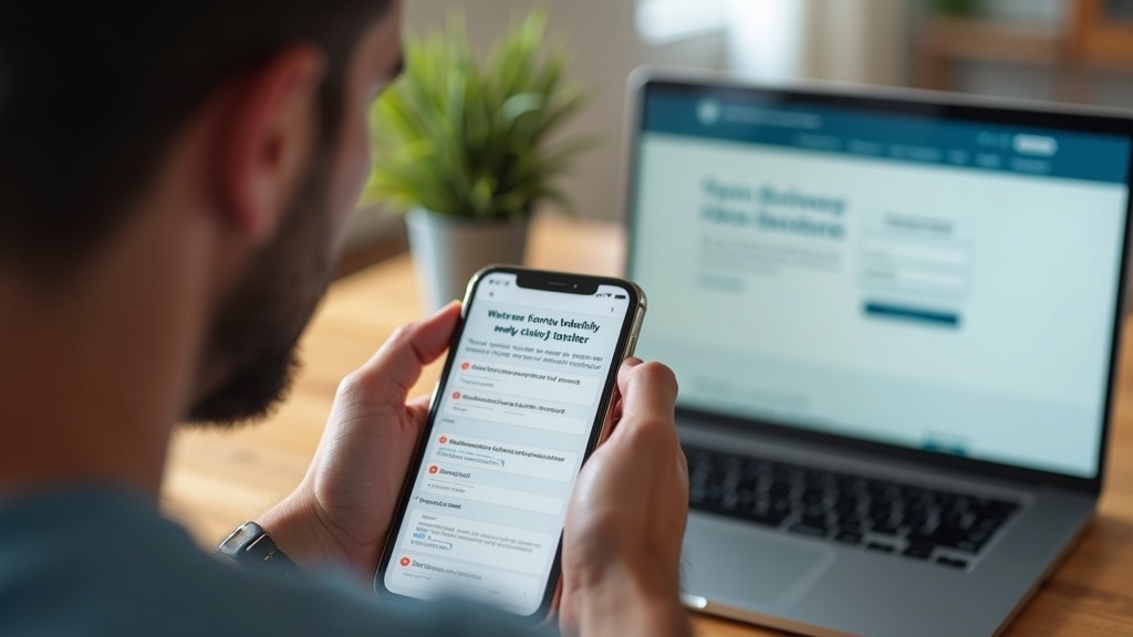 Paciente tentando preencher formulário longo de clínica no celular com expressão de cansaço