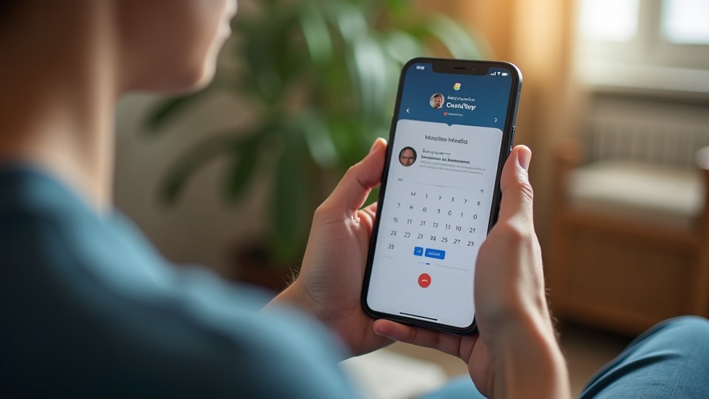 Paciente em casa confirmando consulta de clínica pelo agendamento online no celular.